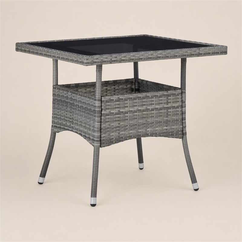 Afuera Living Square 31.5 in Gray Rattan Outdoor Dining Table