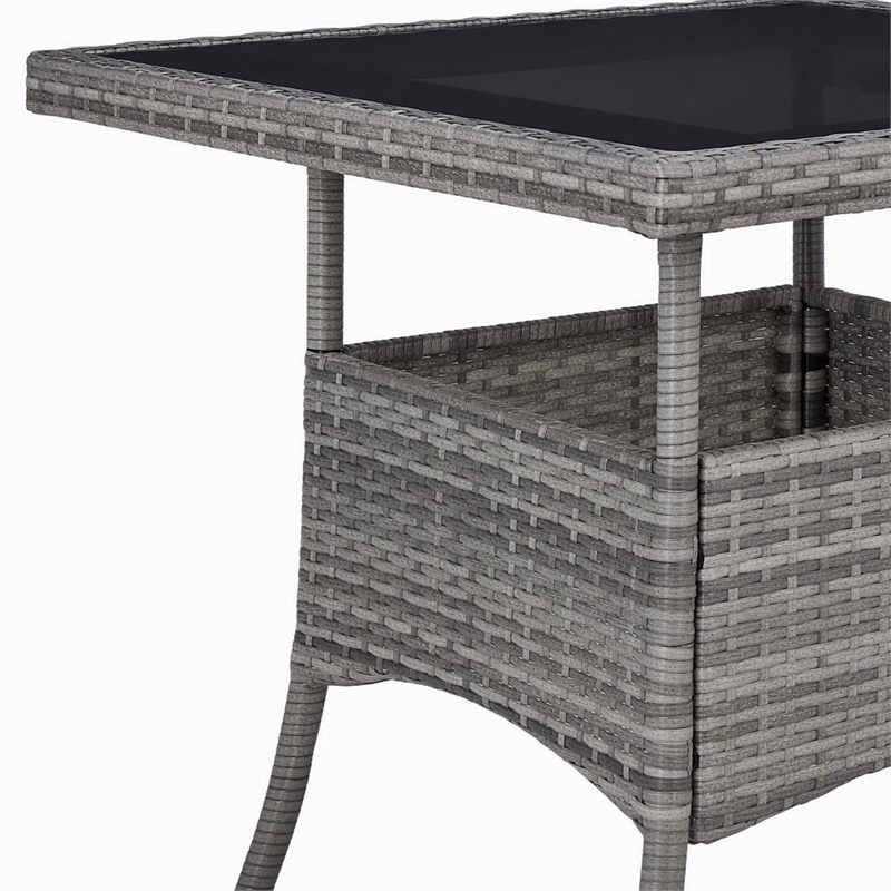 Afuera Living Square 31.5 in Gray Rattan Outdoor Dining Table