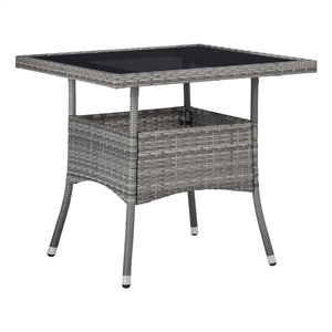 Afuera Living Square 31.5 in Gray Rattan Outdoor Dining Table