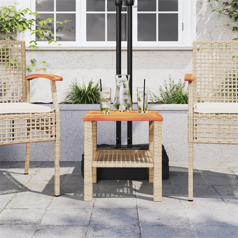 Afuera Living Square Poly Rattan Garden Coffee Table in Beige