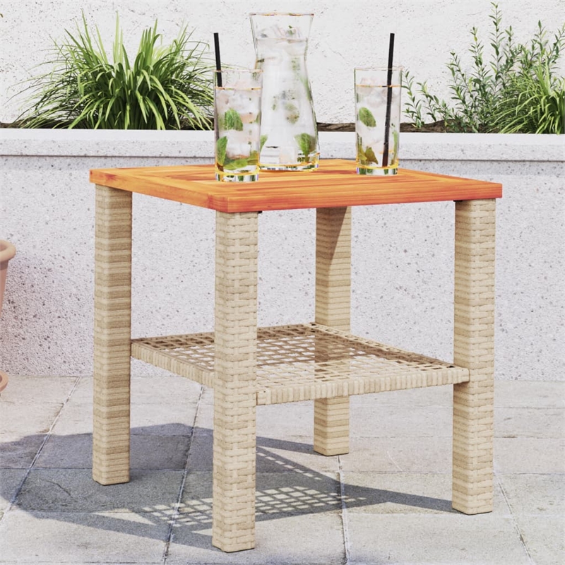 Afuera Living Square Poly Rattan Garden Coffee Table in Beige