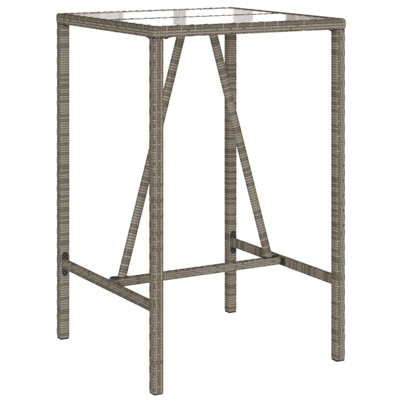 Afuera Living Outdoor Bar Table with Tempered Glass Top in Black/Gray