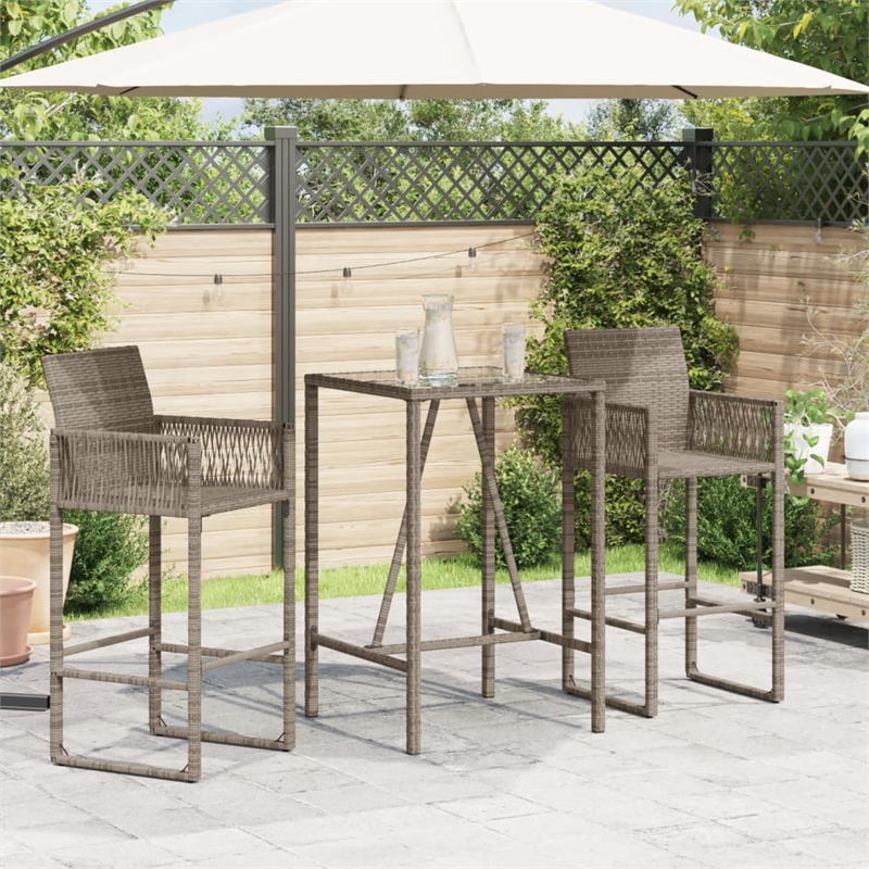 Afuera Living Outdoor Bar Table with Tempered Glass Top in Black/Gray