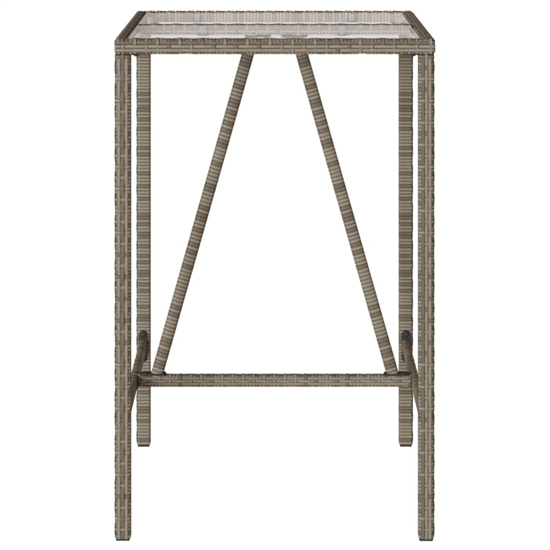 Afuera Living Outdoor Bar Table with Tempered Glass Top in Black/Gray