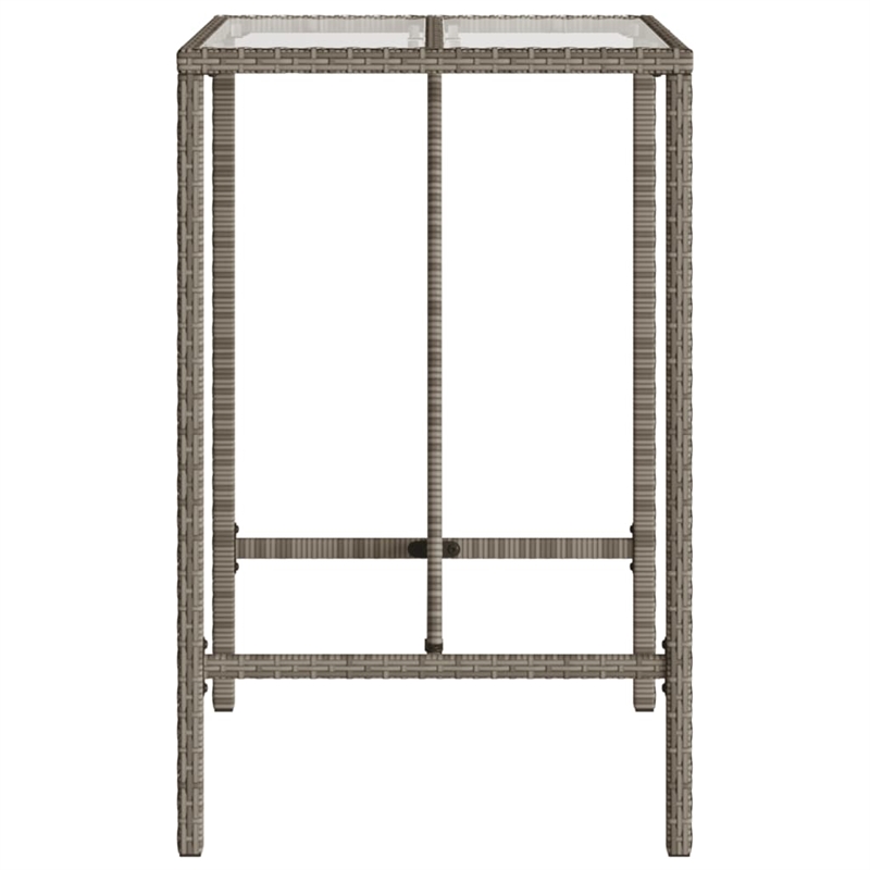 Afuera Living Outdoor Bar Table with Tempered Glass Top in Black/Gray