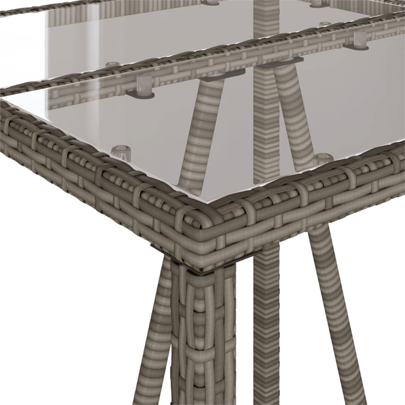 Afuera Living Outdoor Bar Table with Tempered Glass Top in Black/Gray