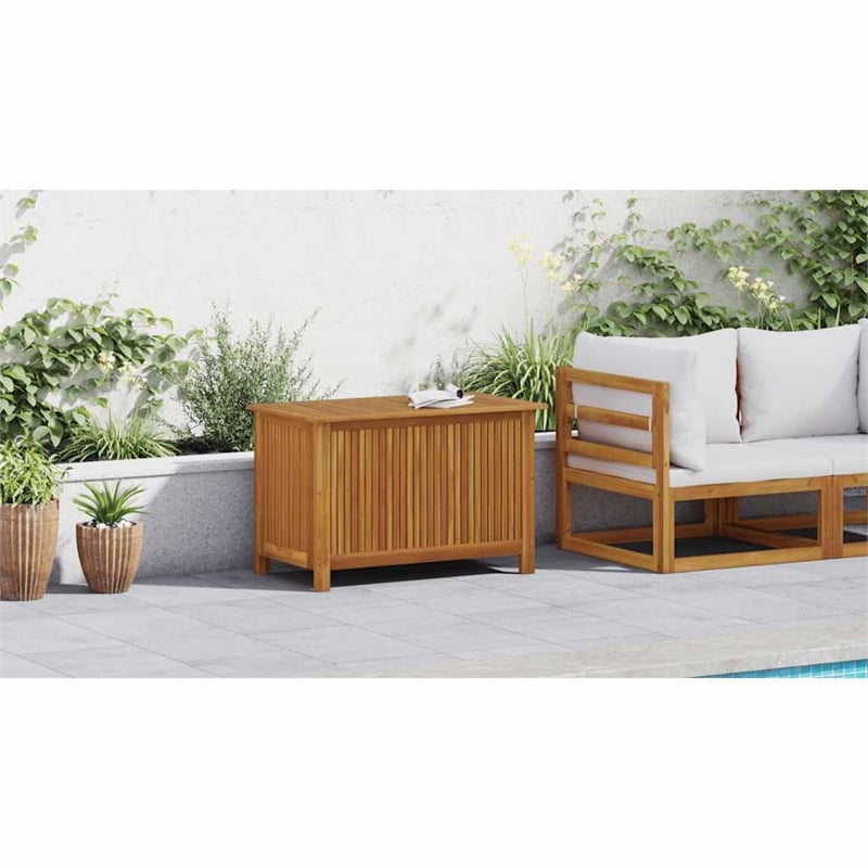 Afuera Living Solid Acacia Wood Storage Box in Natural Brown Finish