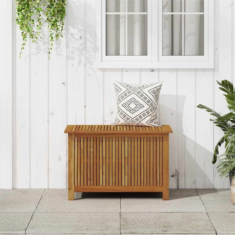 Afuera Living Solid Acacia Wood Storage Box in Natural Brown Finish