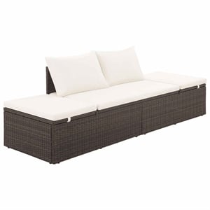 Afuera Living Outdoor Lounge Bed in Brown and Cream White