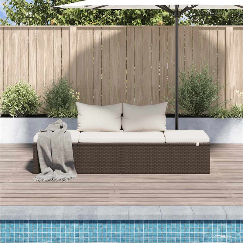 Afuera Living Outdoor Lounge Bed in Brown and Cream White