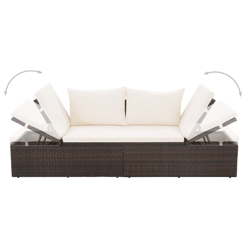 Afuera Living Outdoor Lounge Bed in Brown and Cream White