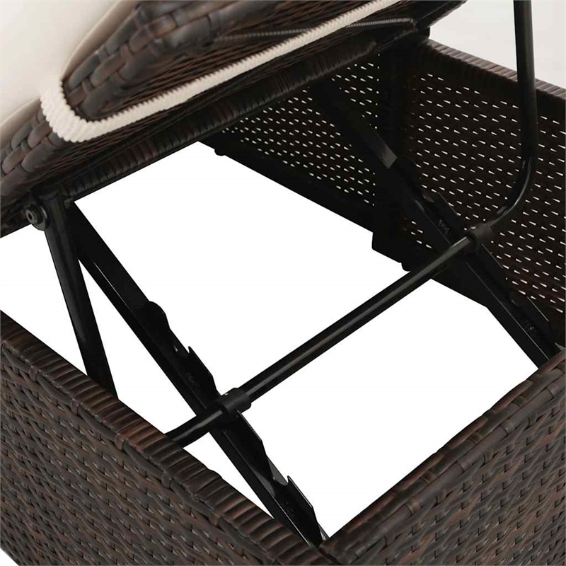 Afuera Living Outdoor Lounge Bed in Brown and Cream White