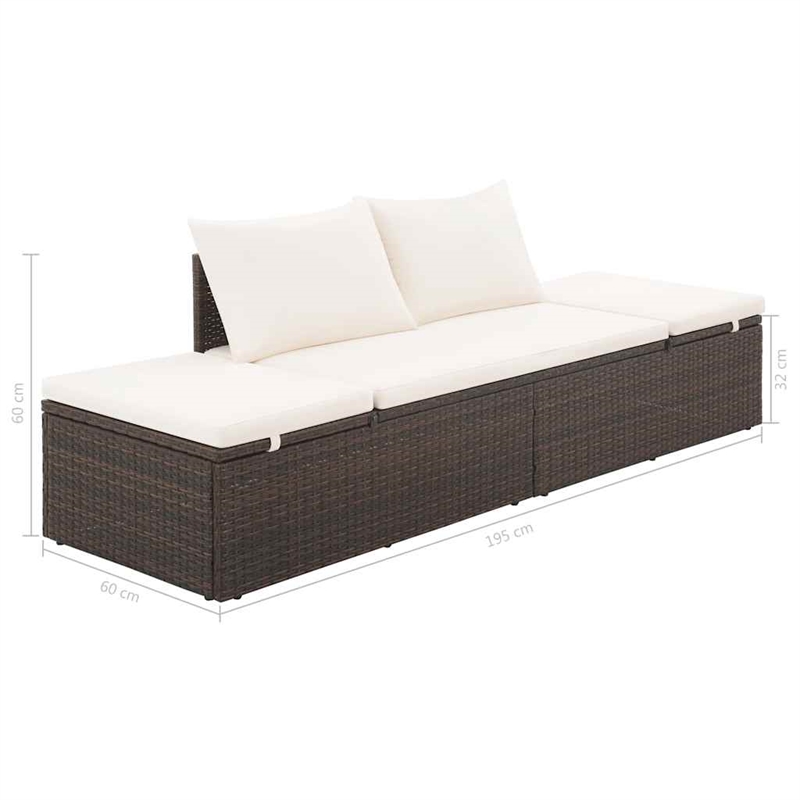 Afuera Living Outdoor Lounge Bed in Brown and Cream White