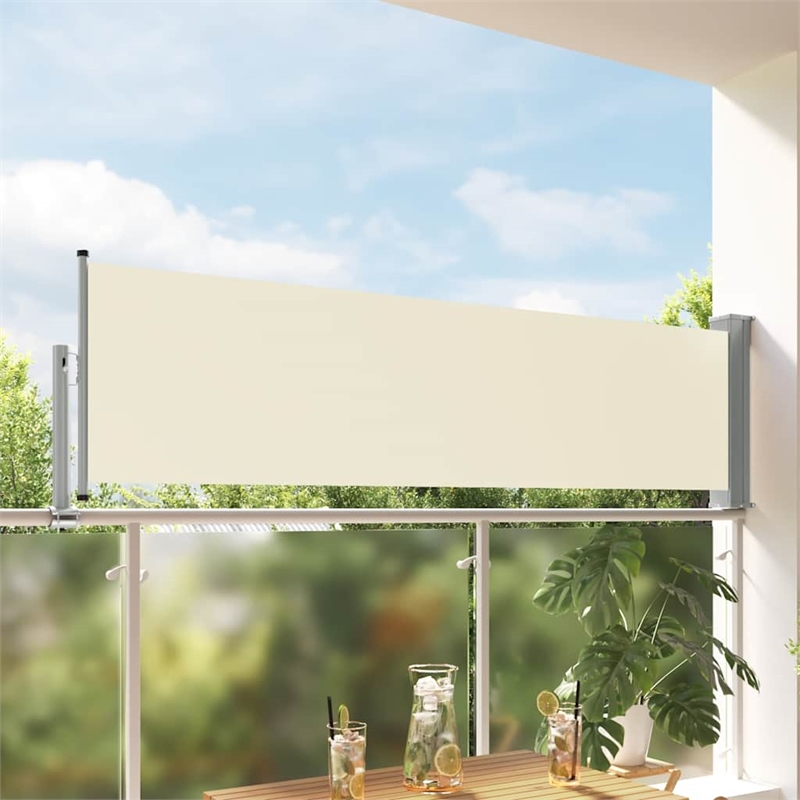 Afuera Living Cream and Grey Retractable Side Awning