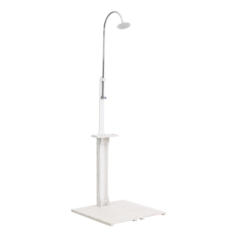 Afuera Living Solid Fir Wood Garden Shower with White Finish