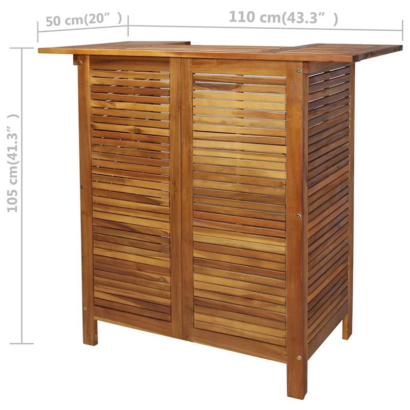 Afuera Living Solid Acacia Bar Table Set with 2 Chairs in Brown