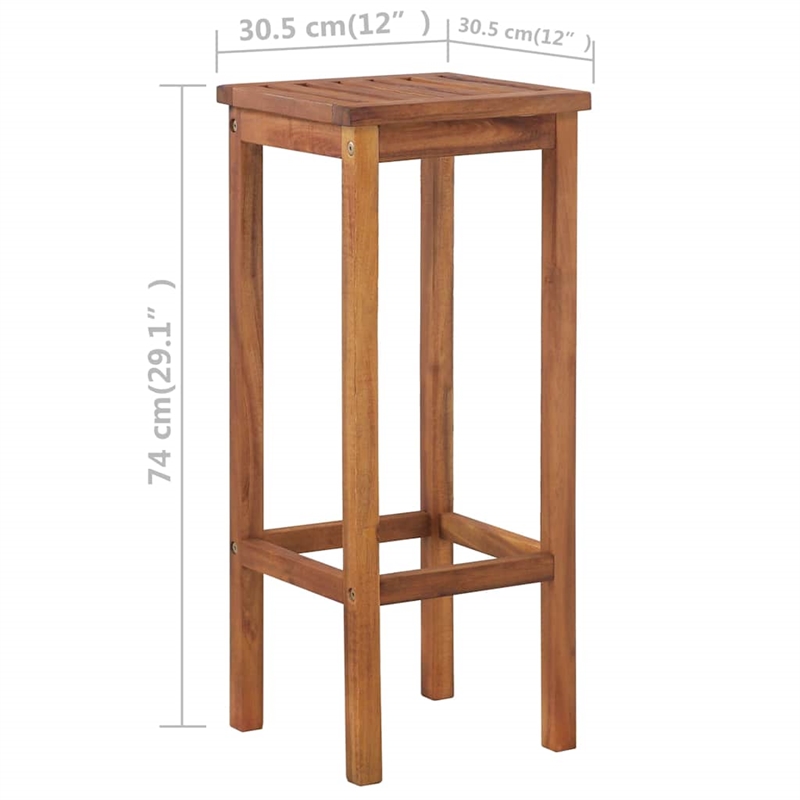 Afuera Living Solid Acacia Bar Table Set with 2 Chairs in Brown