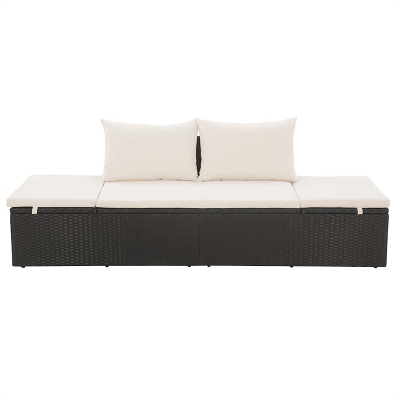 Afuera Living Outdoor Lounge Bed PE Rattan Black with Cushions
