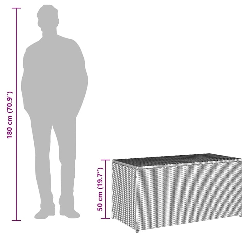 Afuera Living Gray Poly Rattan Patio Storage Box with Elevated Feet Design