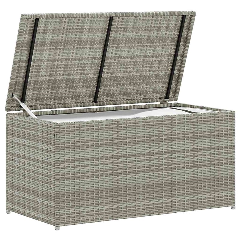 Afuera Living Gray Poly Rattan Patio Storage Box with Elevated Feet Design