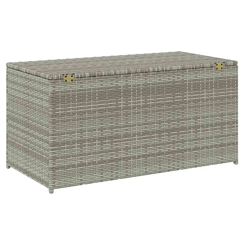 Afuera Living Gray Poly Rattan Patio Storage Box with Elevated Feet Design
