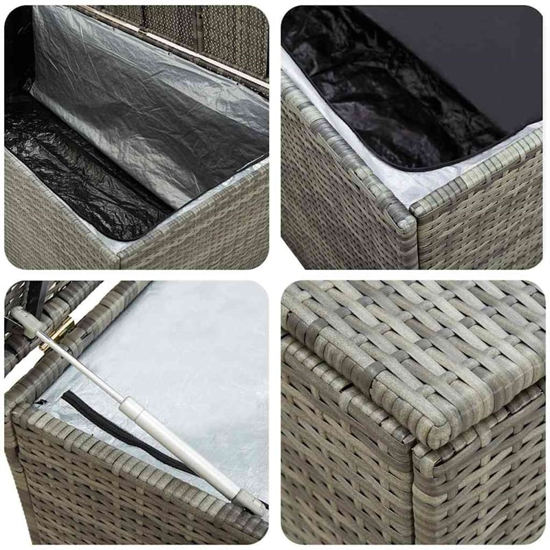 Afuera Living Gray Poly Rattan Patio Storage Box with Elevated Feet Design