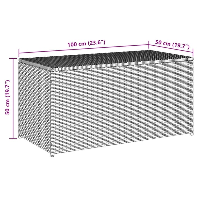 Afuera Living Gray Poly Rattan Patio Storage Box with Elevated Feet Design