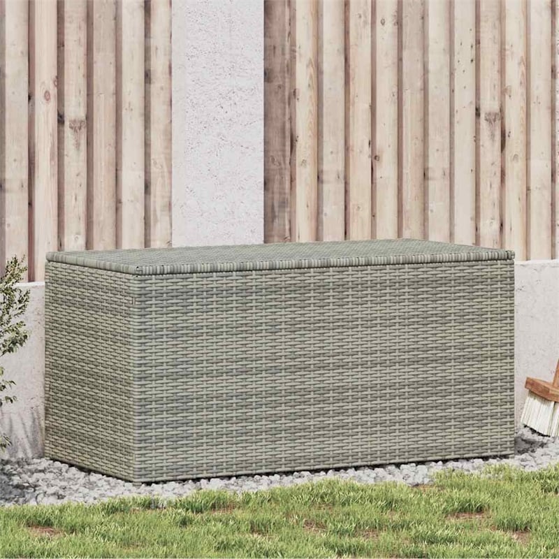Afuera Living Gray Poly Rattan Patio Storage Box with Elevated Feet Design