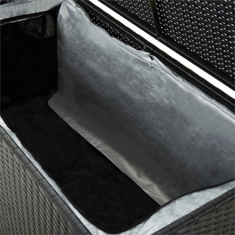 Afuera Living Poly Rattan Patio Storage Box with PE Liner in Black