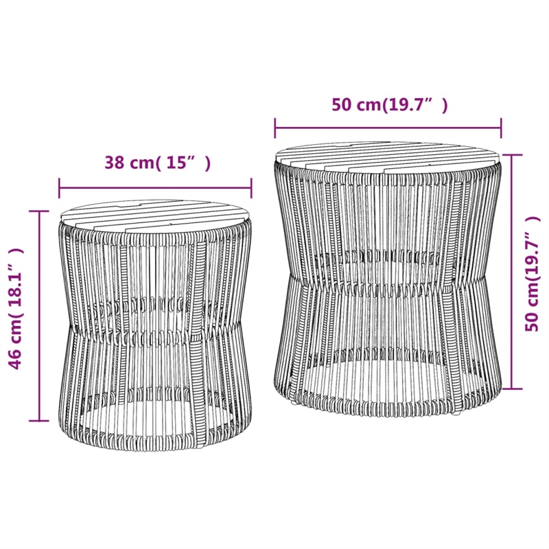 Afuera Living Round PE Rattan Garden Side Table in Gray and Brown