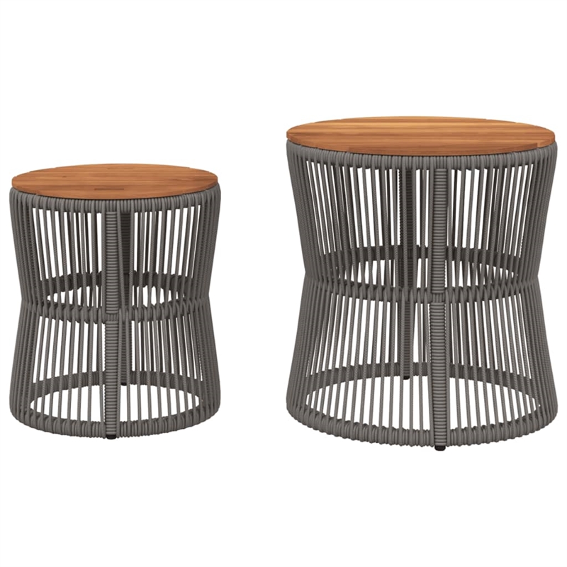 Afuera Living Round PE Rattan Garden Side Table in Gray and Brown