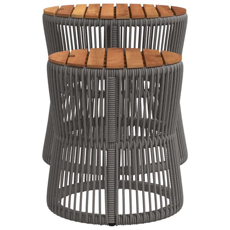 Afuera Living Round PE Rattan Garden Side Table in Gray and Brown