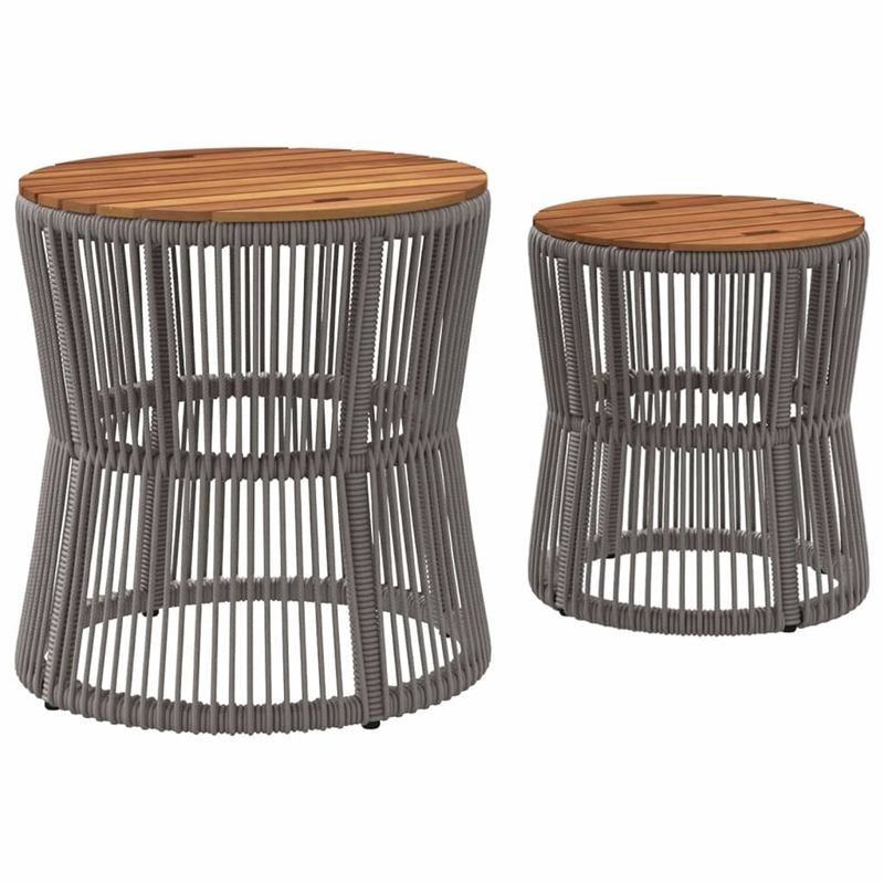 Afuera Living Round PE Rattan Garden Side Table in Gray and Brown