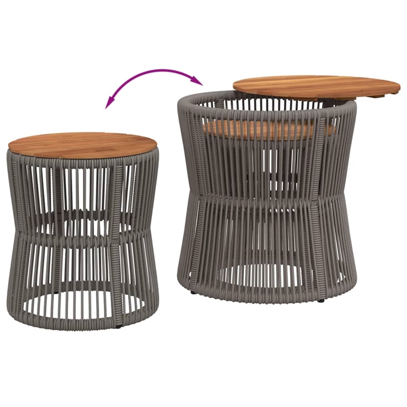 Afuera Living Round PE Rattan Garden Side Table in Gray and Brown