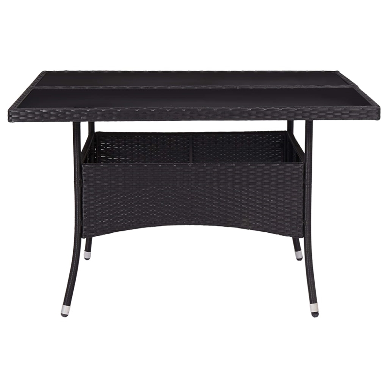 Afuera Living Poly Rattan Garden Table with Glass Top in Black
