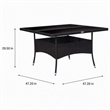 Afuera Living Poly Rattan Garden Table with Glass Top in Black