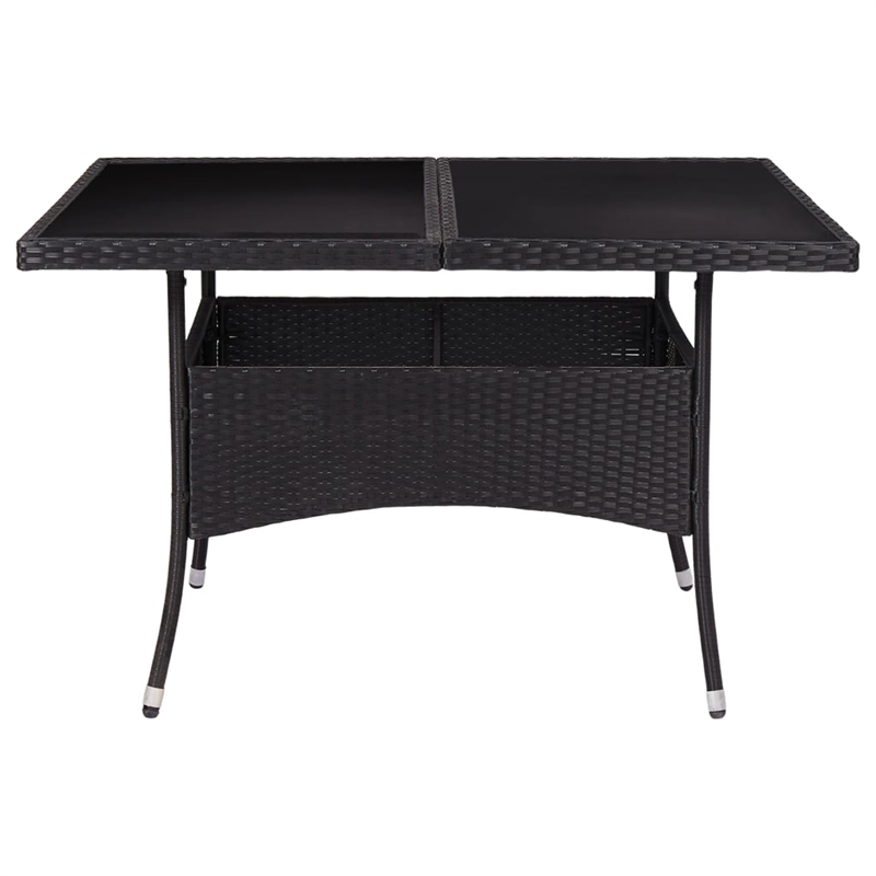 Afuera Living Poly Rattan Garden Table with Glass Top in Black