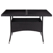 Afuera Living Poly Rattan Garden Table with Glass Top in Black