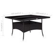 Afuera Living Poly Rattan Garden Table with Glass Top in Black