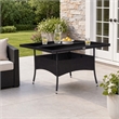 Afuera Living Poly Rattan Garden Table with Glass Top in Black
