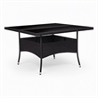 Afuera Living Poly Rattan Garden Table with Glass Top in Black