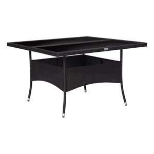 Afuera Living Poly Rattan Garden Table with Glass Top in Black