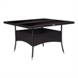 Afuera Living Poly Rattan Garden Table with Glass Top in Black