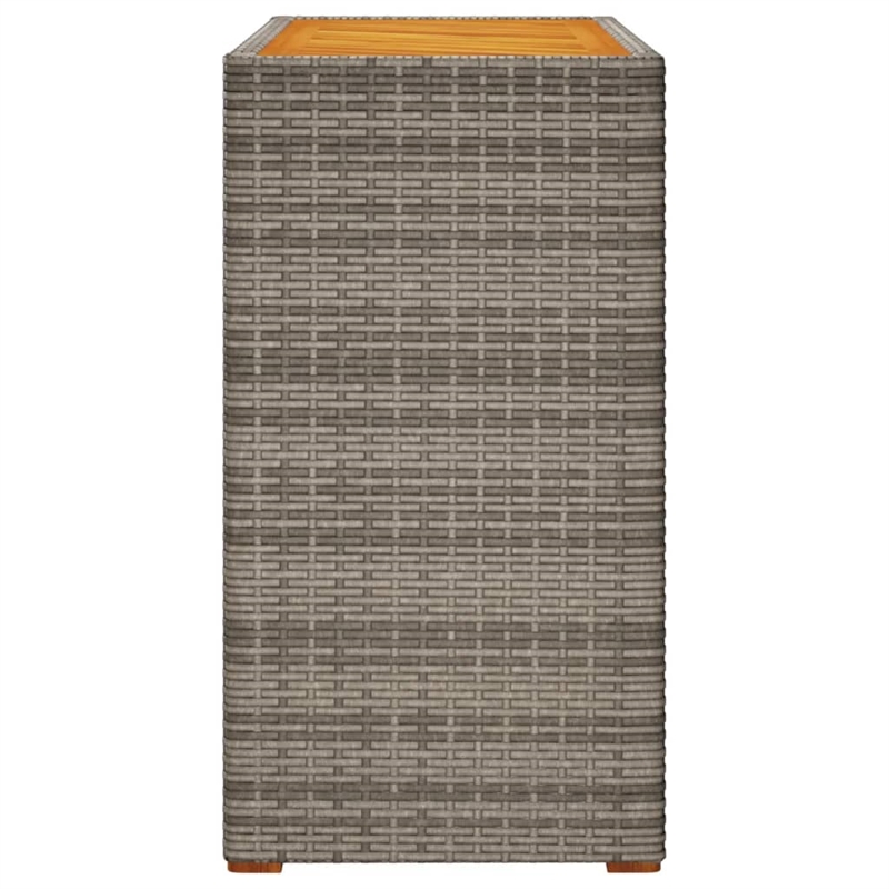 Afuera Living PE Rattan Side Table with Acacia Wood Top in Beige/Brown