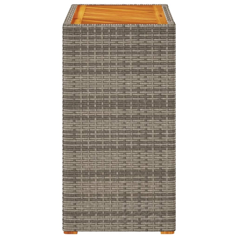 Afuera Living Garden Side Table with Wood Top and Steel Frame in Beige