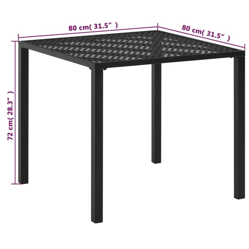 Afuera Living Powder Coated Steel Square Dining Table in Black