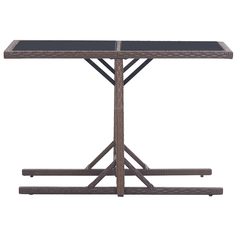 Afuera Living Poly Rattan Outdoor Dining Table with Glass Top in Brown