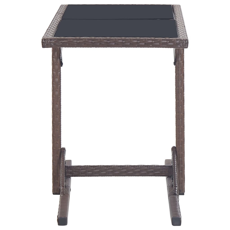 Afuera Living Poly Rattan Outdoor Dining Table with Glass Top in Brown