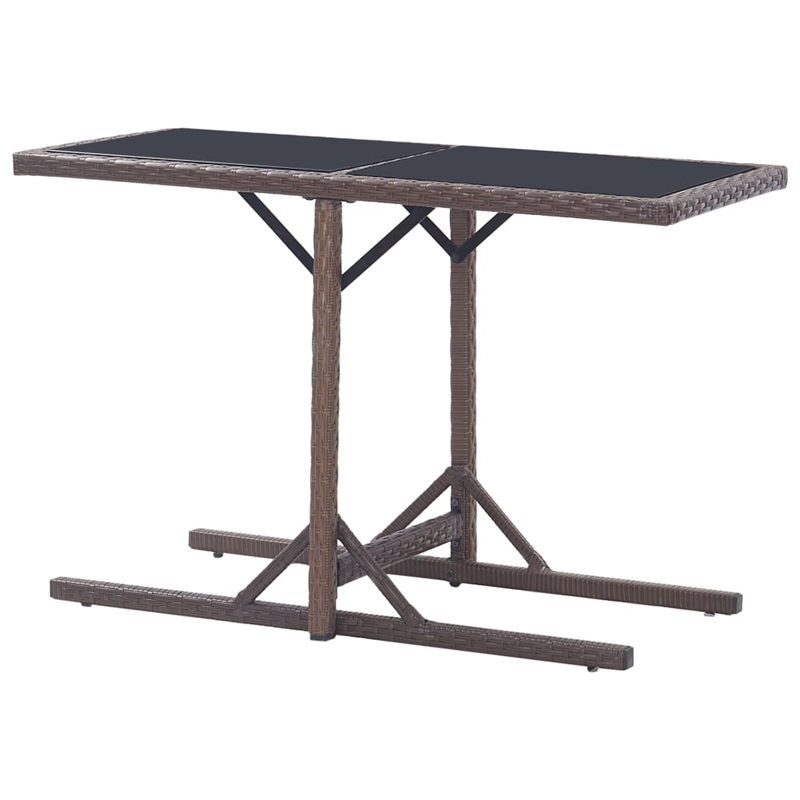 Afuera Living Poly Rattan Outdoor Dining Table with Glass Top in Brown