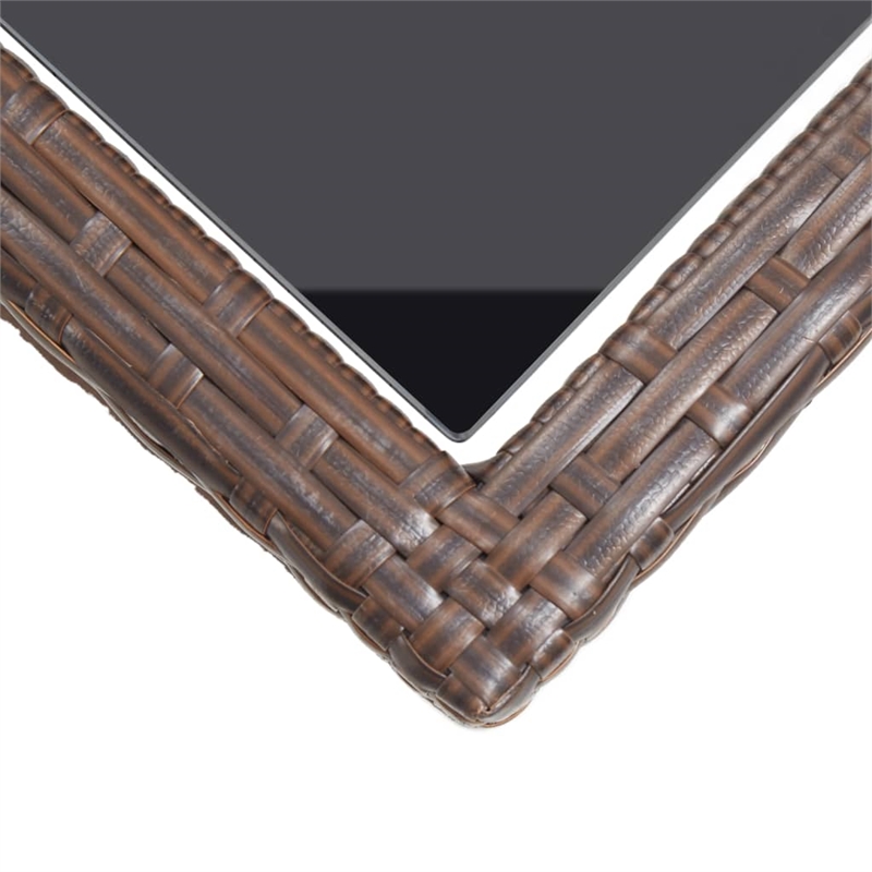 Afuera Living Poly Rattan Outdoor Dining Table with Glass Top in Brown